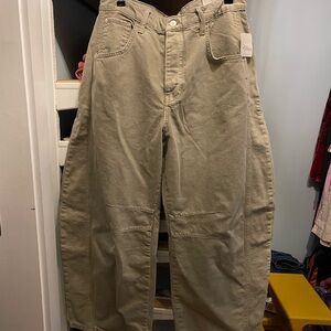 We The Free Khaki Barrel Leg Jeans